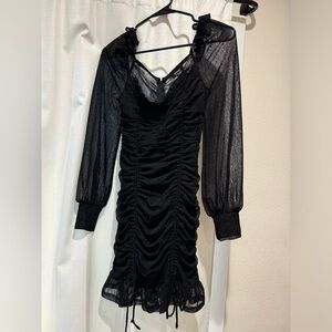 Privy Black Mesh Mini Dress
